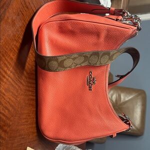 Authentic Coach coral Leather Shoulder Bag and Wallet
